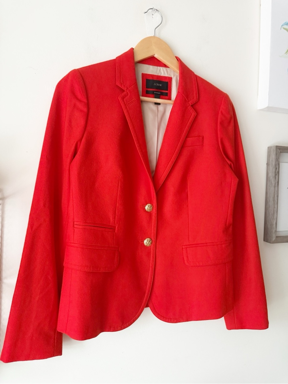 J.Crew Dark Orange Wool Schoolboy Blazer Size 6 Gold Crest Buttons Fall Preppy - Picture 6 of 15